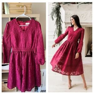 SOLD - NWOTs Rachel Parcell Knee Length Berry Red Medium Dress
